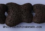 CLV34 15 inches 26*28mm butterfly-shaped chocolate natural lava beads