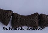 CLV35 15.5 inches 12*20mm pillow-shaped chocolate natural lava beads