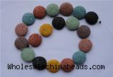 CLV39 15 inches 7*20mm flat round multicolor natural lava beads wholesale