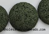 CLV405 15.5 inches 32mm flat round dyed lava beads wholesale