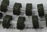 CLV410 15.5 inches 6*15mm tyre dyed lava beads wholesale