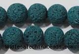 CLV455 15.5 inches 14mm round dyed blue lava beads wholesale