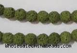 CLV460 15.5 inches 8mm round dyed green lava beads wholesale