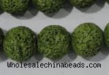 CLV465 15.5 inches 18mm round dyed green lava beads wholesale