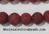 CLV470 15.5 inches 12mm round dyed red lava beads wholesale