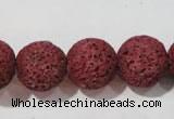 CLV473 15.5 inches 18mm round dyed red lava beads wholesale