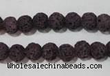 CLV476 15.5 inches 8mm round dyed purple lava beads wholesale