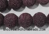 CLV480 15.5 inches 16mm round dyed purple lava beads wholesale