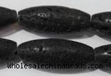 CLV492 15.5 inches 16*40mm rice black lava beads wholesale