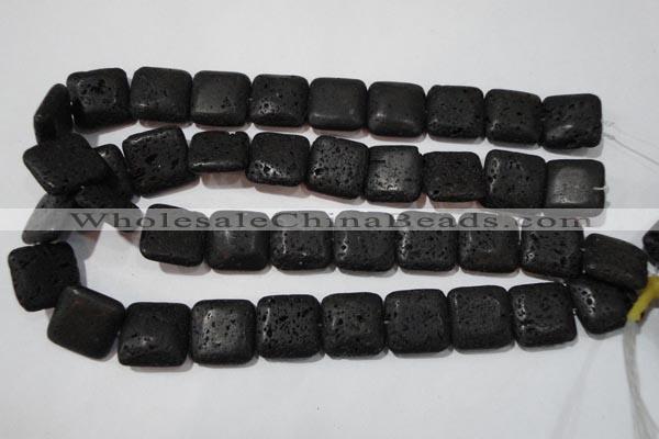 CLV495 15.5 inches 20*20mm square black lava beads wholesale