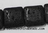 CLV496 15.5 inches 25*25mm square black lava beads wholesale