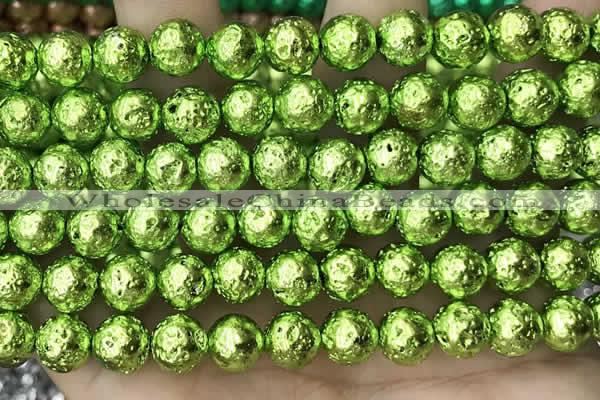 CLV536 15.5 inches 6mm round plated lava beads wholesale