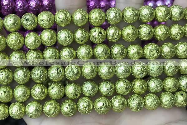 CLV545 15.5 inches 8mm round plated lava beads wholesale