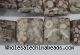 CMB21 15.5 inches 18*18mm square natural medical stone beads