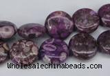 CMB30 15.5 inches 14mm flat round dyed natural medical stone beads