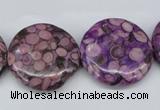 CMB32 15.5 inches 25mm flat round dyed natural medical stone beads