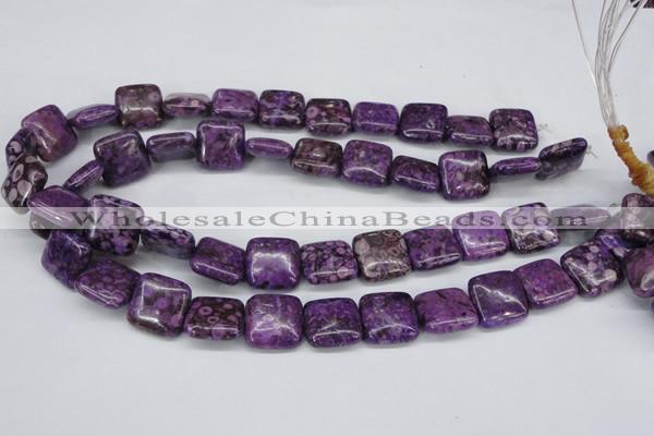 CMB38 15.5 inches 16*16mm square dyed natural medical stone beads