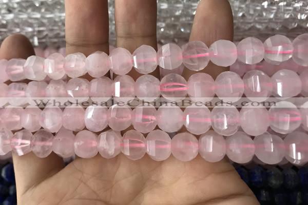 CME201 15.5 inches 7*9mm - 8*10mm pumpkin rose quartz beads