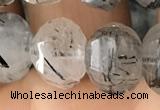 CME237 15.5 inches 10*11mm - 10*12mm pumpkin black rutilated quartz beads