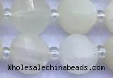 CME357 15 inches 10mm pumpkin white moonstone beads