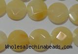 CME51 15.5 inches 15mm faceted coin yellow jade gemstone beads