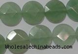 CME52 15.5 inches 15mm faceted coin green aventurine gemstone beads