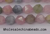 CMG201 15.5 inches 6mm faceted nuggets morganite gemstone beads