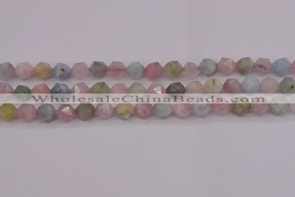 CMG203 15.5 inches 10mm faceted nuggets morganite gemstone beads