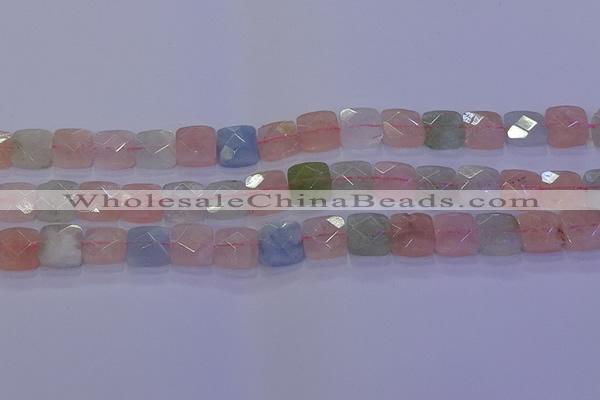 CMG259 15.5 inches 10*10mm faceted square morganite beads