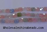 CMG262 15.5 inches 16*16mm faceted square morganite beads