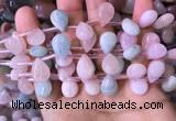 CMG356 Top drilled 10*14mm flat teardrop natural morganite beads