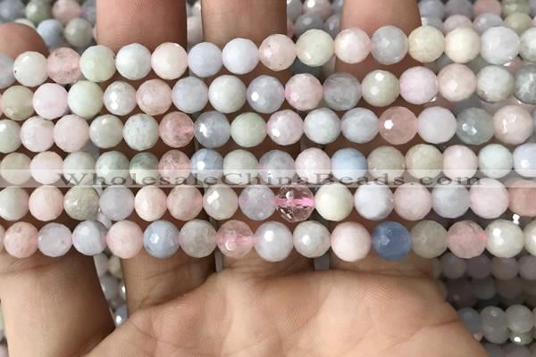 CMG378 15.5 inches 6mm faceted round morganite gemstone beads