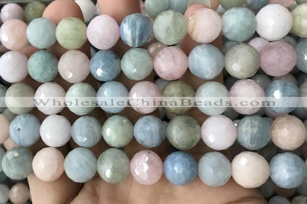 CMG382 15.5 inches 12mm faceted round morganite gemstone beads