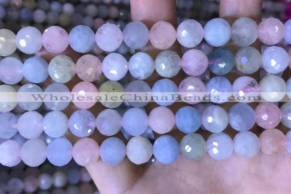 CMG417 15.5 inches 10mm faceted round morganite gemstone beads