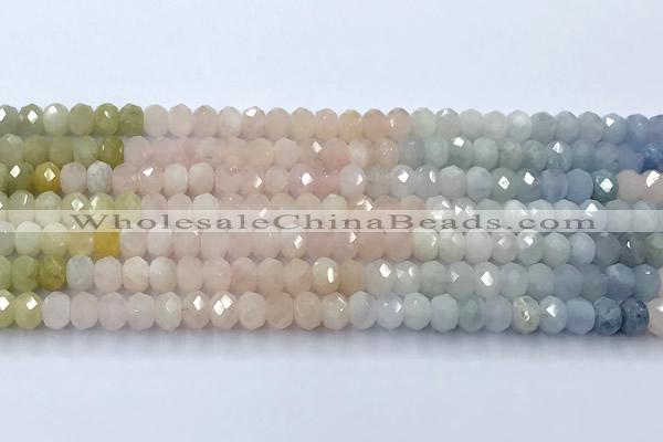 CMG456 15 inches 4*6mm faceted rondelle morganite beads