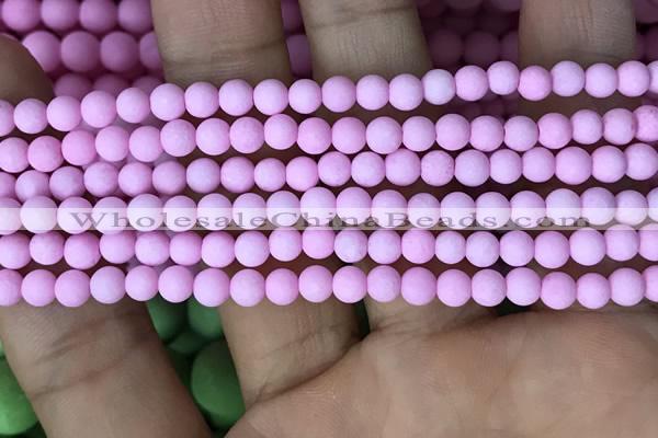 CMJ810 15.5 inches 4mm round matte Mashan jade beads wholesale