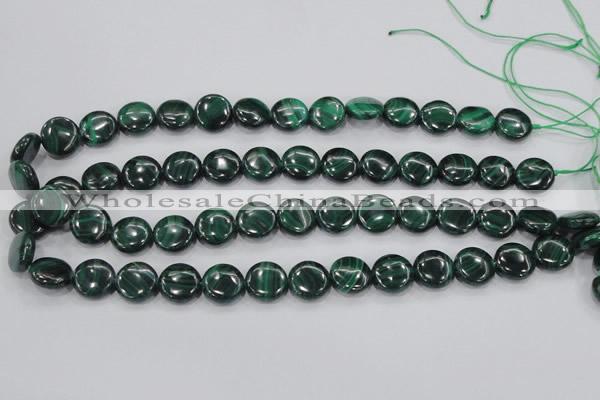 CMN100 15.5 inches 14mm flat round natural malachite beads wholesale