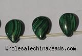 CMN324 Top-drilled 15*20mm flat teardrop natural malachite beads