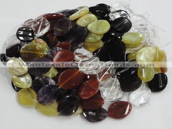 CMQ10 20*30mm twisted faceted teardrop multicolor quartz beads