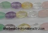 CMQ250 15.5 inches 8*12mm faceted rice multicolor quartz beads