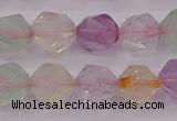 CMQ369 15.5 inches 12mm faceted nuggets mixed quartz beads