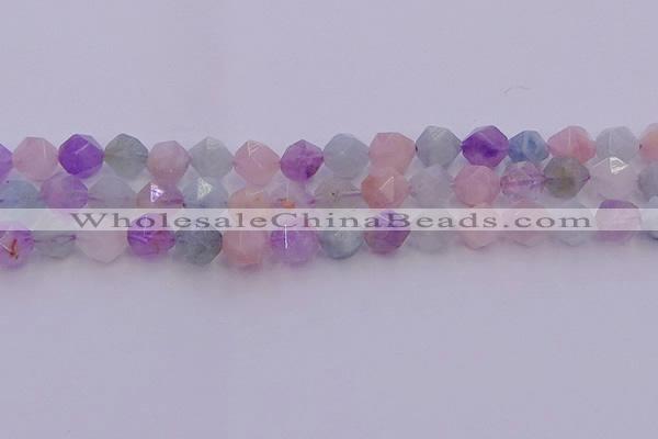 CMQ382 15.5 inches 8mm faceted nuggets mixed quartz beads