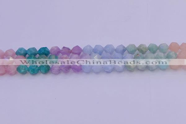 CMQ394 15.5 inches 12mm faceted nuggets mixed quartz beads