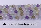 CMQ577 15.5 inches 10mm faceted round mixed quartz beads