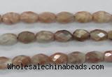 CMS100 15.5 inches 6*9mm faceted rice moonstone gemstone beads