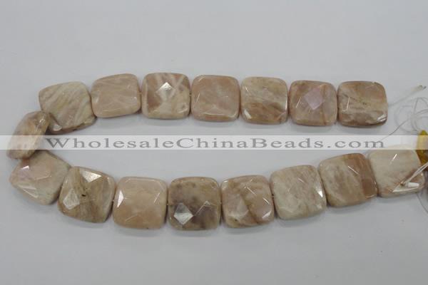 CMS111 15.5 inches 25*25mm faceted square moonstone gemstone beads