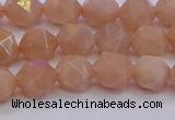 CMS1132 15.5 inches 8mm faceted nuggets peach moonstone beads