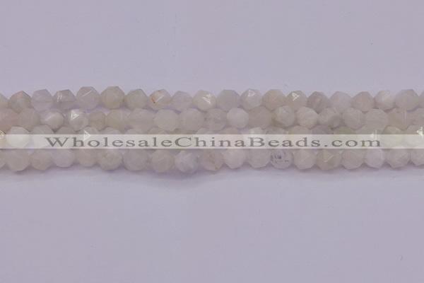 CMS1154 15.5 inches 8mm faceted nuggets white moonstone beads