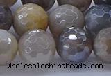 CMS1315 15.5 inches 14mm faceted round AB-color grey moonstone beads