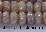 CMS1323 15.5 inches 6*10mm faceted rondelle AB-color moonstone beads